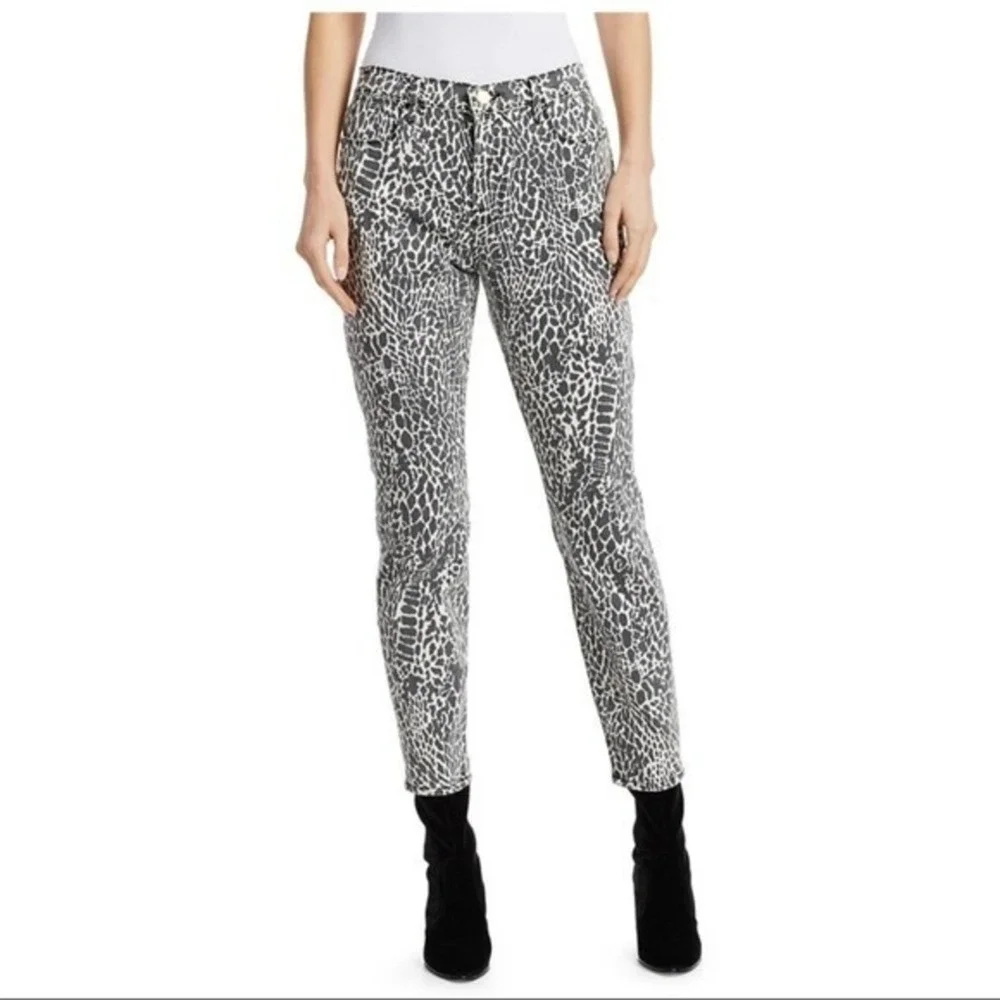 Frame Jeans Le High Skinny Abstract Animal Print Noir Multi Size 26 Y2K Work NEW